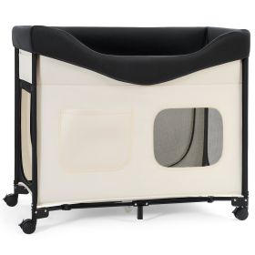 VEVOR Elevated Lounge Pet Bed, Foldable Bunk Dog Bed with 600D Oxford Cloth and Dutch Velvet, Portable Raised Cot with Wheels, Side Storage Bags